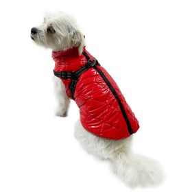 Water Resistant Puffy Vest with Built (Color: Red, size: S)